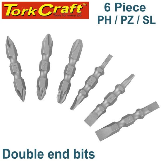 6pc 45mm Double End Bit Set Ph1,2,3 Pz1,2,3 Sl3,4,5,6,7mm